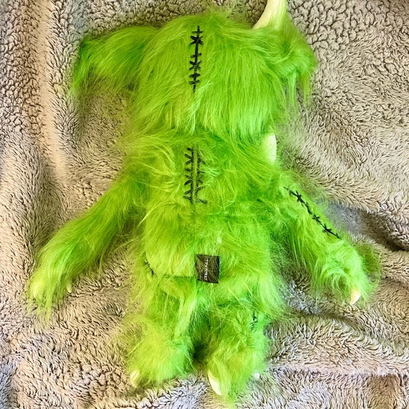 NEW Dolls Kill Green Monster Plushie Exclusive Rare Horned Stitched Goth Punk - Picture 8 of 10